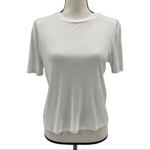 Zara Women's White Short Sleeve Crewneck Lightweight T-Shirt Size Large L